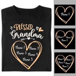 personalized blessed grandma grandkids shirt women t-shirt, nana mom shirts with kids names