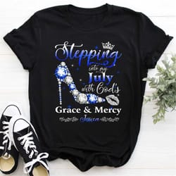 custom july birthday shirt for women, personalized july birthday shirt, july queen,stepping into my july birthday with g