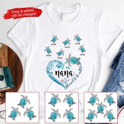 personalized grandma and grandkid's turtle t-shirt, nana turtle shirt, mother's day gift, gift for mom nana gigi
