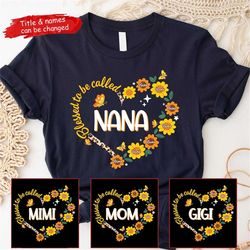 nana leopard pattern shirt, personalized grandma with grandkids sunflower shirt, kids names shirt, mama gigi nana mimi s