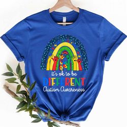 it's ok to be different autism awareness leopard rainbow t-shirt, autism awareness shirt, autism support kids shirt