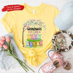 personalized grandma's peeps easter t-shirt, custom easter shirt, mom nana easter's day shirt, custom kids name shirt, e