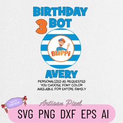 Blippi Birthday Svg, Personalized Party Decorations Supplies Matching Family Svg Custom Tees