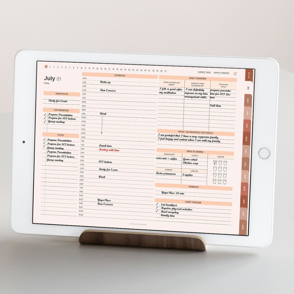 Minimalist Mid Year Digital Planner, July 2023 June 2024, Dated daily, monthly and weekly planner, Monday Sunday Start (4).jpg