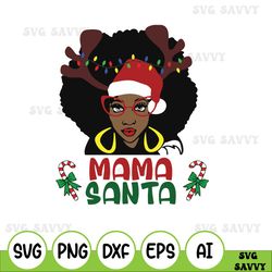 mama santa black woman santa claus bauble christmas svg