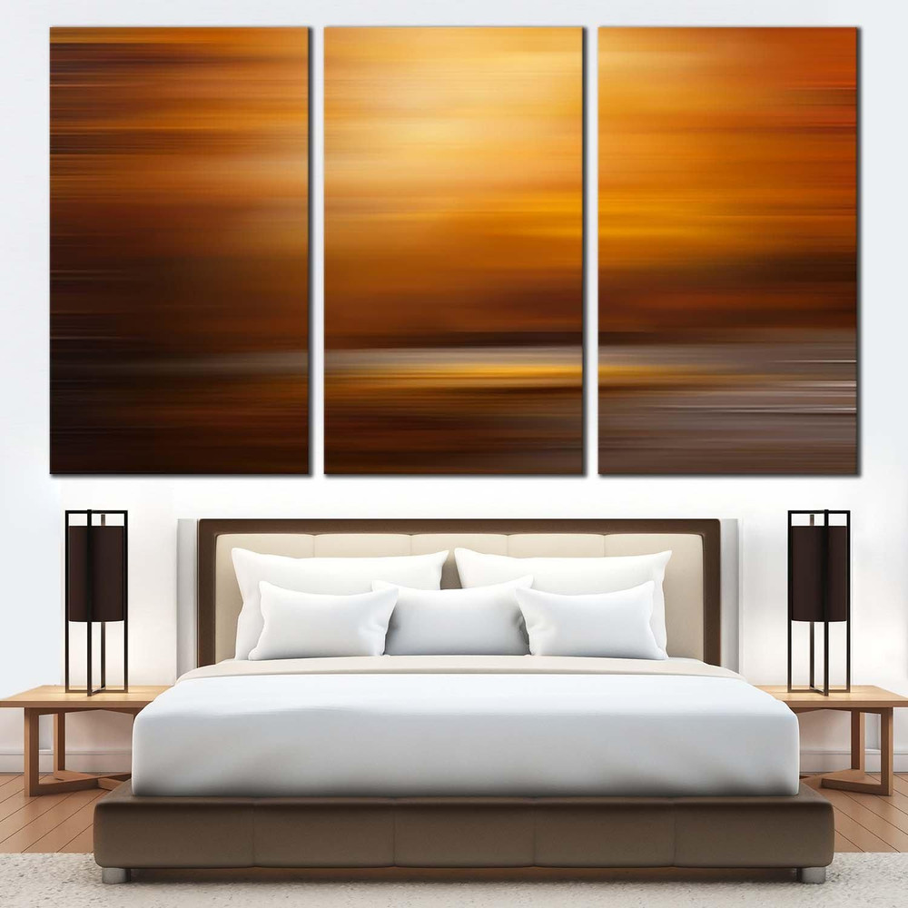 Abstract Background Canvas Print, Yellow Orange Abstract Sunset 3 Piece Canvas Wall Art