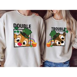 chip and dale st patrick day sweatshirt, double trouble sweatshirt, shamrock shirt, saint patrick's day tee, disney vaca
