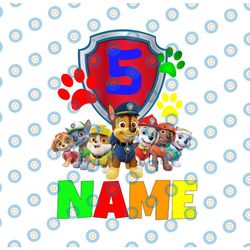 paw patrol birthday png- boy's paw patrol birthday png- paw patrol personalized name and age, custom all family matching