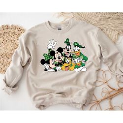 mickey and friends st patrick's sweatshirt, gift st patrick sweatshirt, clover bow disney shirt, disney friends, shamro