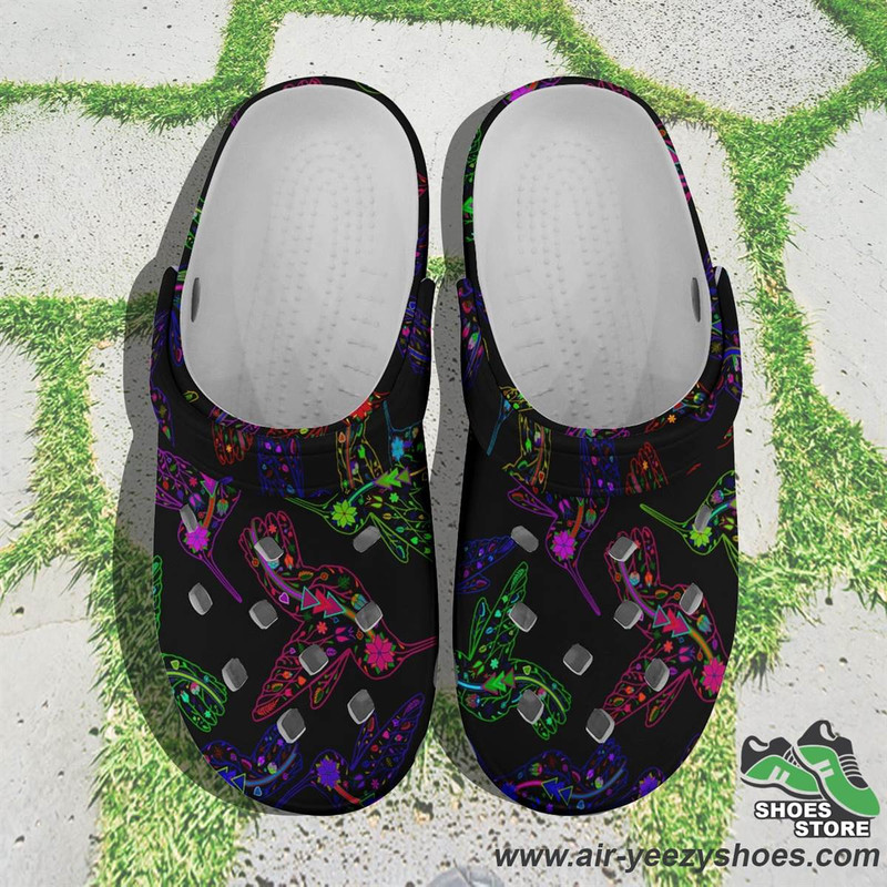 Neon Floral Hummingbird Muddies Unisex Crocs Shoes.jpg