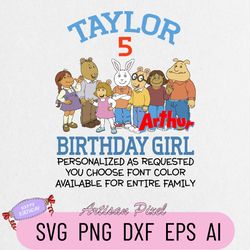 Arthur Read Birthday Svg, Personalized Svg, Custom Tee Bday Party Supplies Personalised Svg