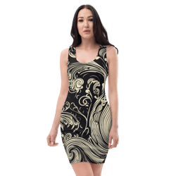 all over printed women cut and hand sewn made especially bodycon dress fitted dresses sleeveless sexy party wear