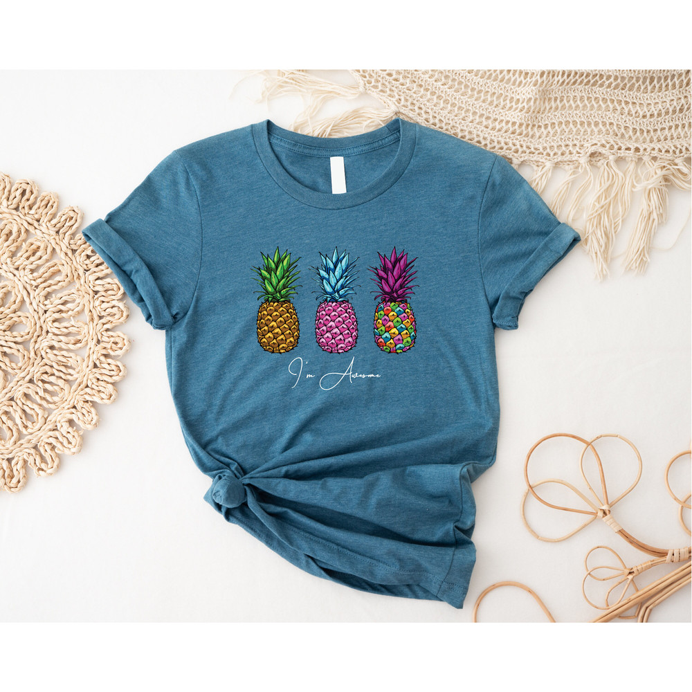 Customizable Pineapple Shirt, Fruit Tee, Lovely Shirt, Colorful Pineapple, Shirt for Women, Pineapple Lover Gift, Summer Tee, Cute Pineapple - 3.jpg