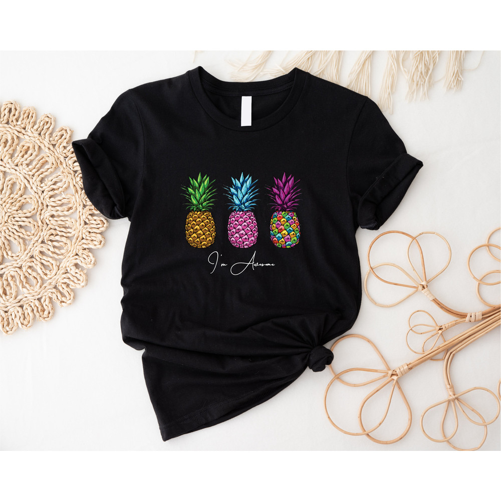 Customizable Pineapple Shirt, Fruit Tee, Lovely Shirt, Colorful Pineapple, Shirt for Women, Pineapple Lover Gift, Summer Tee, Cute Pineapple - 4.jpg