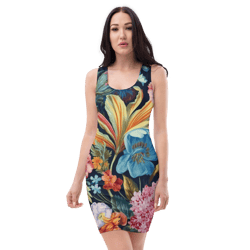 all over printed women cut and hand sewn made especially bodycon dress fitted dresses sleeveless sexy party wear
