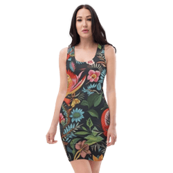 all over printed women cut and hand sewn made especially bodycon dress fitted dresses sleeveless sexy party wear