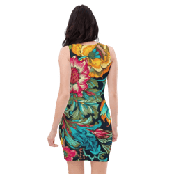 all over printed women cut and hand sewn made especially bodycon dress fitted dresses sleeveless sexy party wear