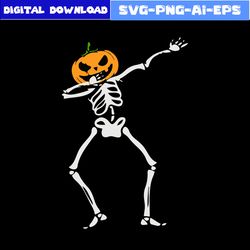 dabbing skeleton pumpkin halloween svg, dabbing skeleton pumpkin svg, skeleton svg, pumpkin, halloween svg, png eps file