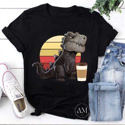 vintage coffee first destroy later godzilla with coffee vintage t-shirt, godzilla shirt, scary godzilla shirt, godzilla