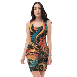 all over printed women cut and hand sewn made especially bodycon dress fitted dresses sleeveless sexy party wear