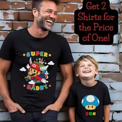 father and son matching shirts, customize father son and daughter shirts, fathers day gift, super daddio shirt