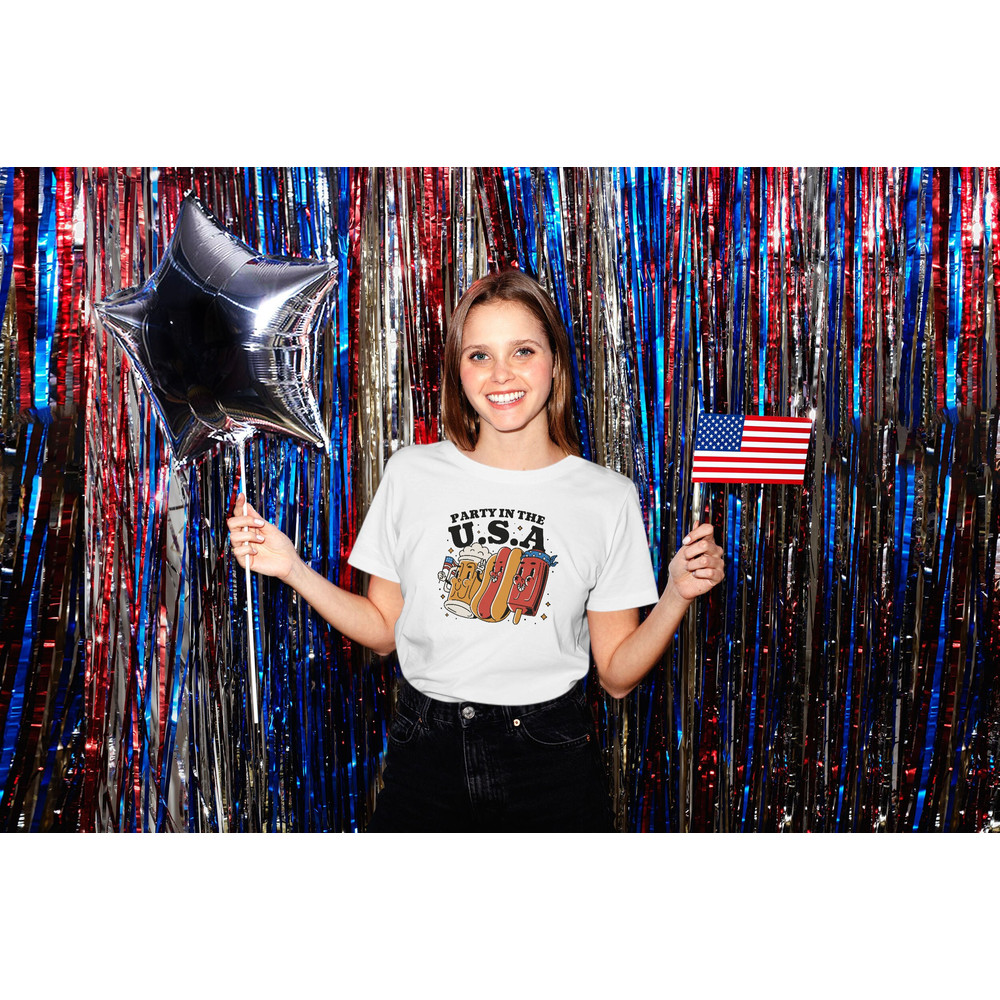 Party in the USA T-Shirt, 4th of July Shirt, Independence Shirt, 4th of July Party T-Shirt, Beer and Hotdog Shirt - 1.jpg