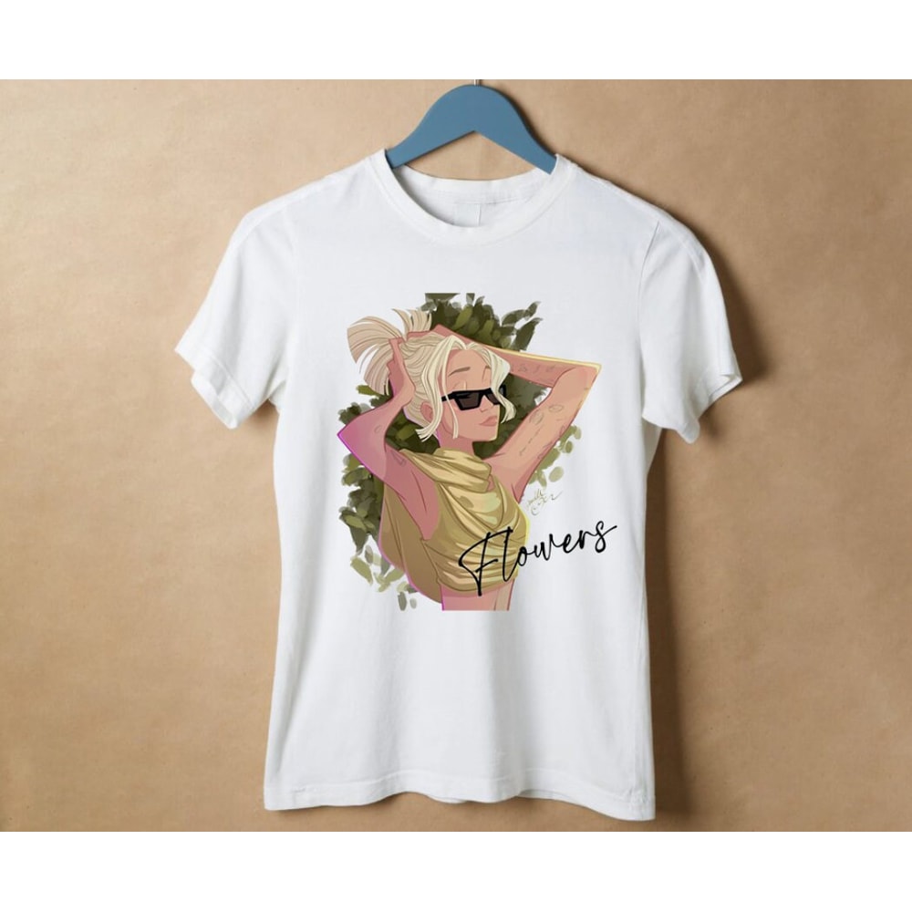 Miley Flowers Shirt, Miley Chibi White T-Shirt, Miley Classic Shirt, RnB Singer Rapper Shirt, Gift For Her, Vintage Style Shirt - 1.jpg