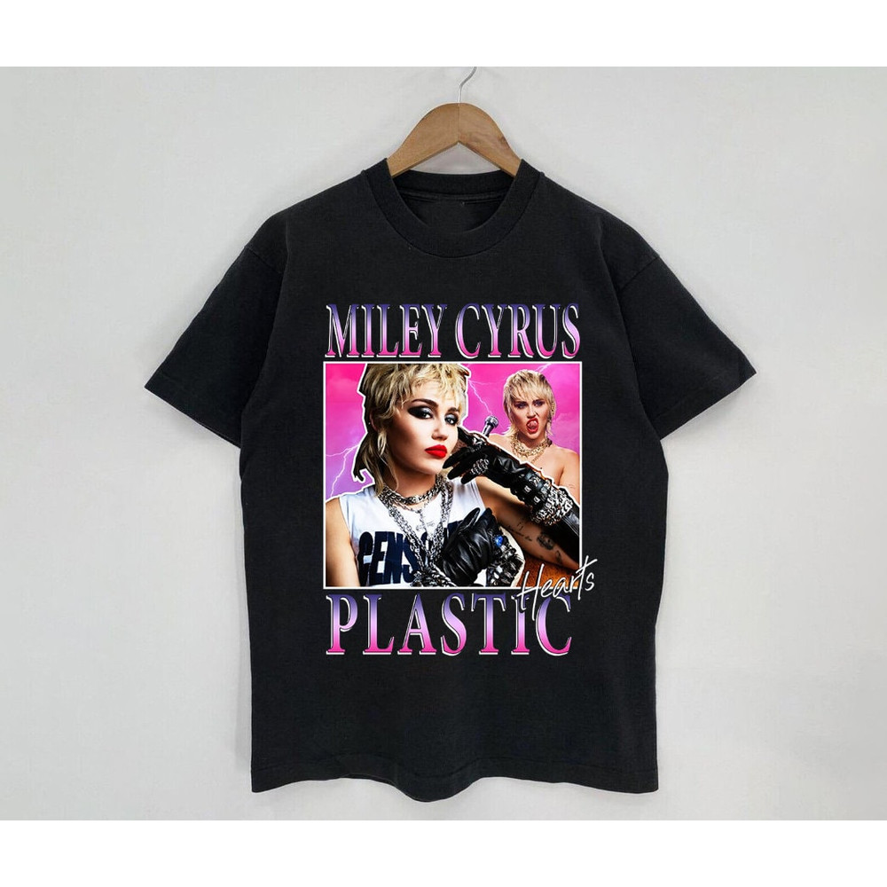 Miley Plastic Hearts Shirt, Miley Vintage Bootleg 90s Black T-Shirt, RnB Singer Rapper Shirt, Gift For Fan, Vintage Style Shirt - 1.jpg