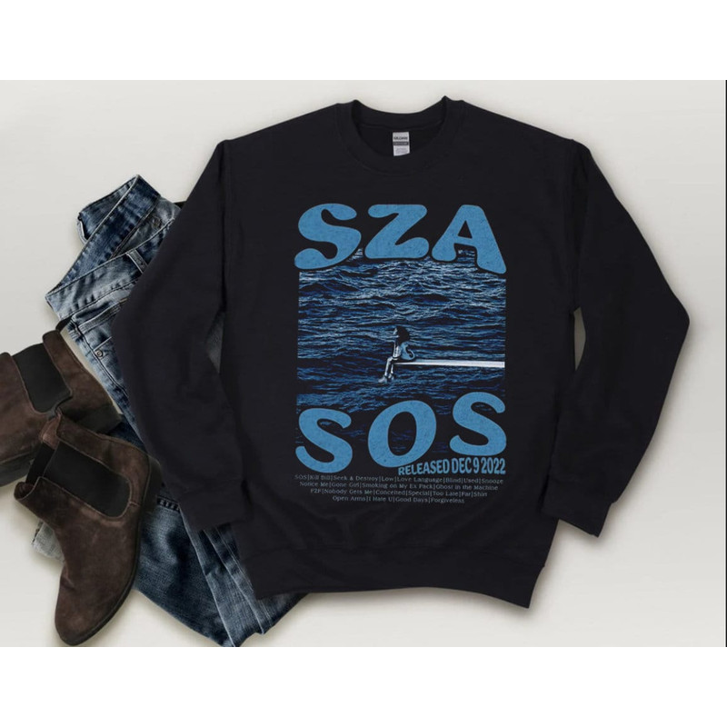 SZA SOS Vintage Sweatshirt, Sza New Bootleg 90s Black Sweatshirt, Sza Photoshoot Sweatshirt, Music RnB Singer Rapper Sweatshirt, Fans Gift - 1.jpg