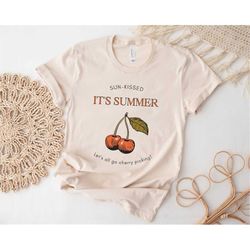 it's summer cherry shirt, cherry shirt, let's all go cherry picking, summer shirt, botanical shirt, cherries, vintage s
