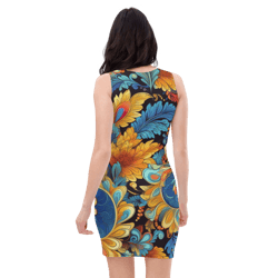 all over printed women cut and hand sewn made especially bodycon dress fitted dresses sleeveless sexy party wear