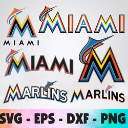 miami marlins logo, bundle logo, svg, png, eps, dxf