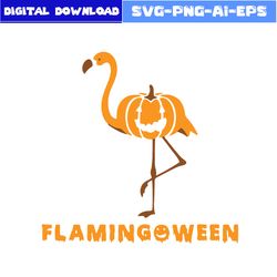Flamingo Halloween Svg, Flamingo Svg, Flamingoween Svg, Pumpkin Svg, Halloween Svg, Png Dxf Eps File