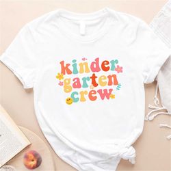groovy kindergarten crew shirt, kinder squad, gift for teachers, teacher team shirts, matching group shirts, back to sch
