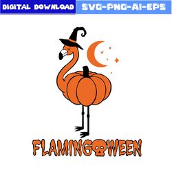 Flamingoween Pumpkin Svg, Flamingo Svg, Pumpkin Svg, Flamingo Halloween Svg, Halloween Svg, Png Dxf Eps File