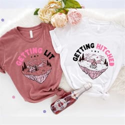 matching camp bachelorette party shirt, bachelorette shirt, getting hitched shirt, camping bride, custom camping shirt,