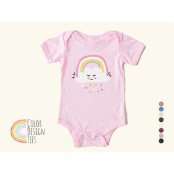 cute rainbow cloud onesie ,girl birthday outfit, rainbow shirt, rainbow outfit, cute baby girl bodysuit, first birthday