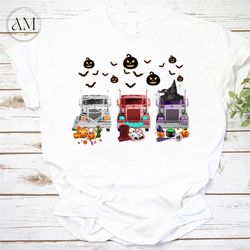 truck with horror decoration for halloween vintage t-shirt, funny truck halloween, funny halloween shirt, scary hallowee