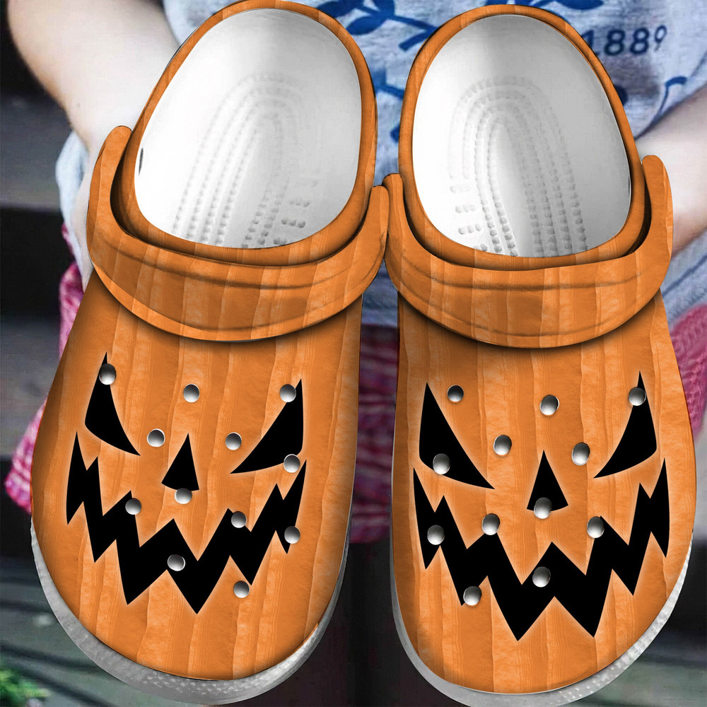 Pumpkin Face Harvest Personalised Crocs Clog Shoes.jpg