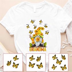 personalized grandma and grandkids gnome shirt, butterfly mimi nana, kids name shirt, gift for grandma