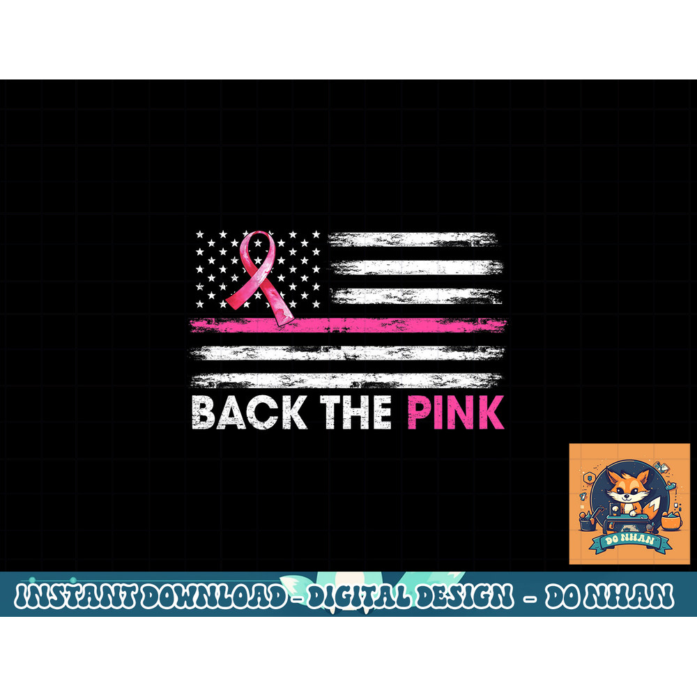 Back The Pink Ribbon American Flag Breast Cancer Awareness T-Shirt copy.jpg