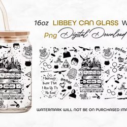 Magic Libbey Glass PNG, Can Glass Wrap PNG, 16oz Can Glass PNG, Magic Can Glass Full Wrap png, 16oz Wizard Glass png, Po