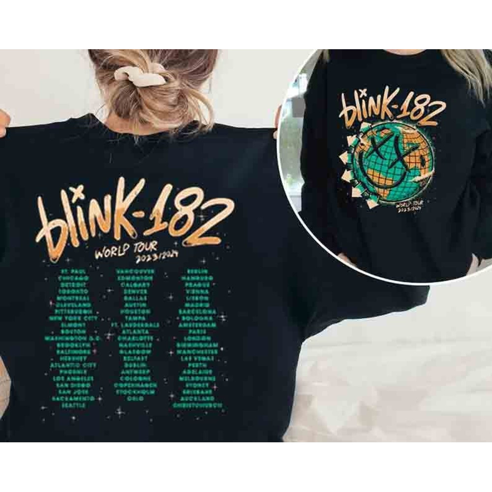 Blink 182 Shirt, 182 The World Tour 2023 2024 Shirt, Blink 182 Tour Merch, Blink 182 Rock and Roll Concert Tshirt, Blink 182 Rock Shirt - 1.jpg