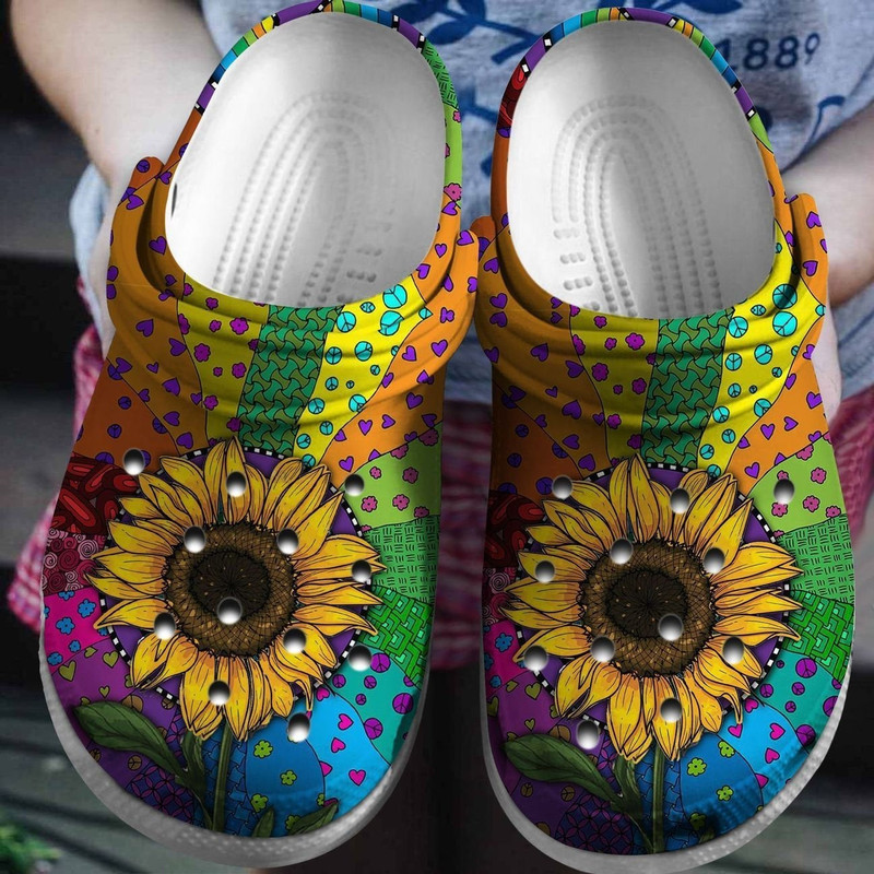 Sunflower Hippie Colorful Crocs Clog Shoes.jpg