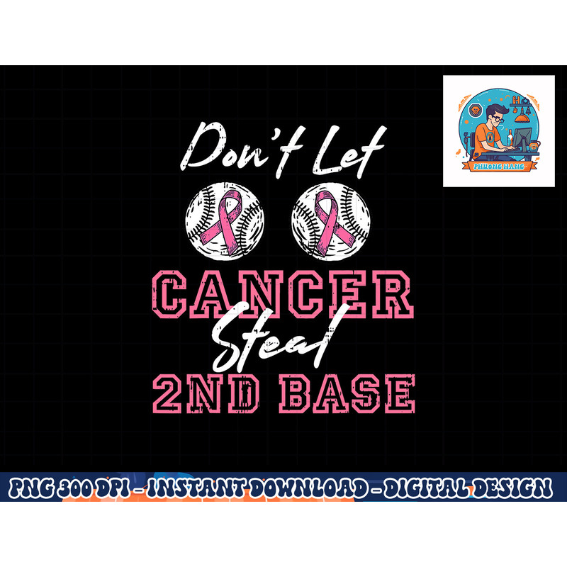 Baseball 2nd Base Pink Ribbon Breast Cancer Awareness Gift T-Shirt copy.jpg
