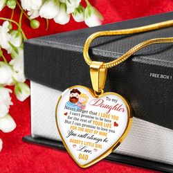 daughter necklace gift from dad heart necklace daughter delicate necklace charm necklace chain message