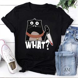 funny black cat halloween vintage t-shirt, black cat halloween shirt, scary halloween, cat what shirt