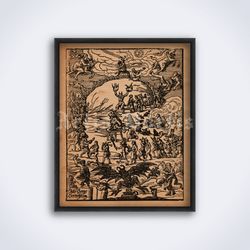 Witches Sabbath 1668 medieval woodcut witchcraft printable art print poster Digital Download