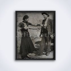 Bonnie and Clyde crime lovers 1930s photo with gun true crime printable art print poster Digital Download