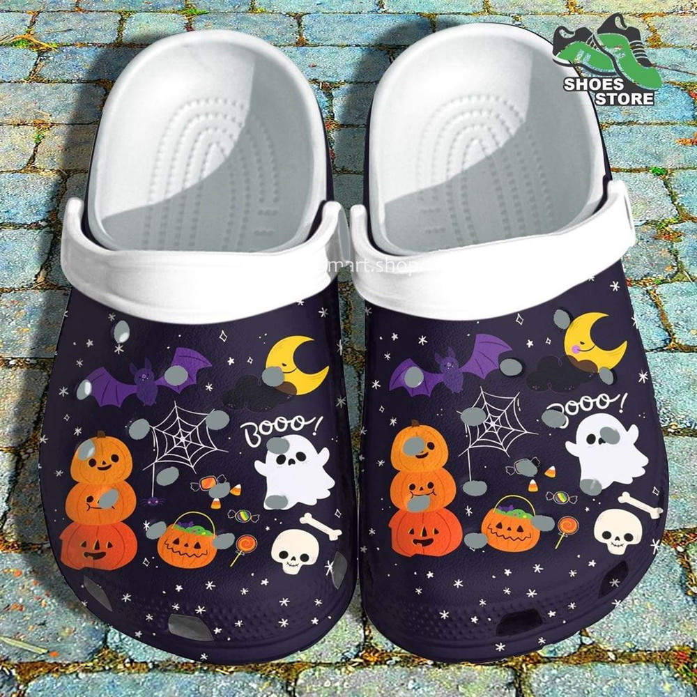 Cute Boo Ghost Night Moon Crocs Shoes, Grandma Pumpkin Crocs Shoes Mother.jpg